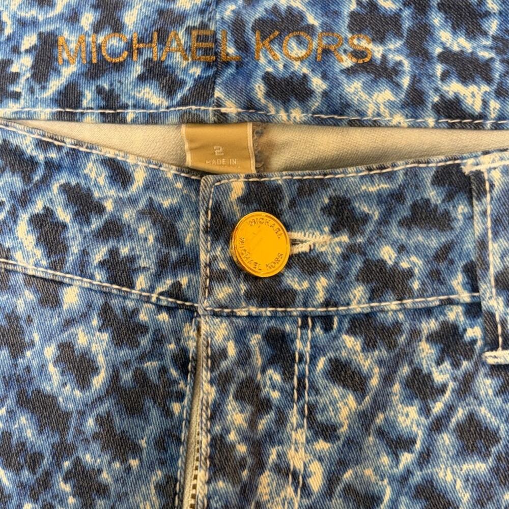 Michael Khors Pattern Denim BlueJeans Skinny Sz 2 #Retro Glam #Chic